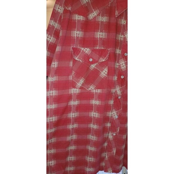 2XL Vintage Outlaw Western Red Plaid Snap-Front Long Sleeve Shirt With Pockets - Picture 6 of 10